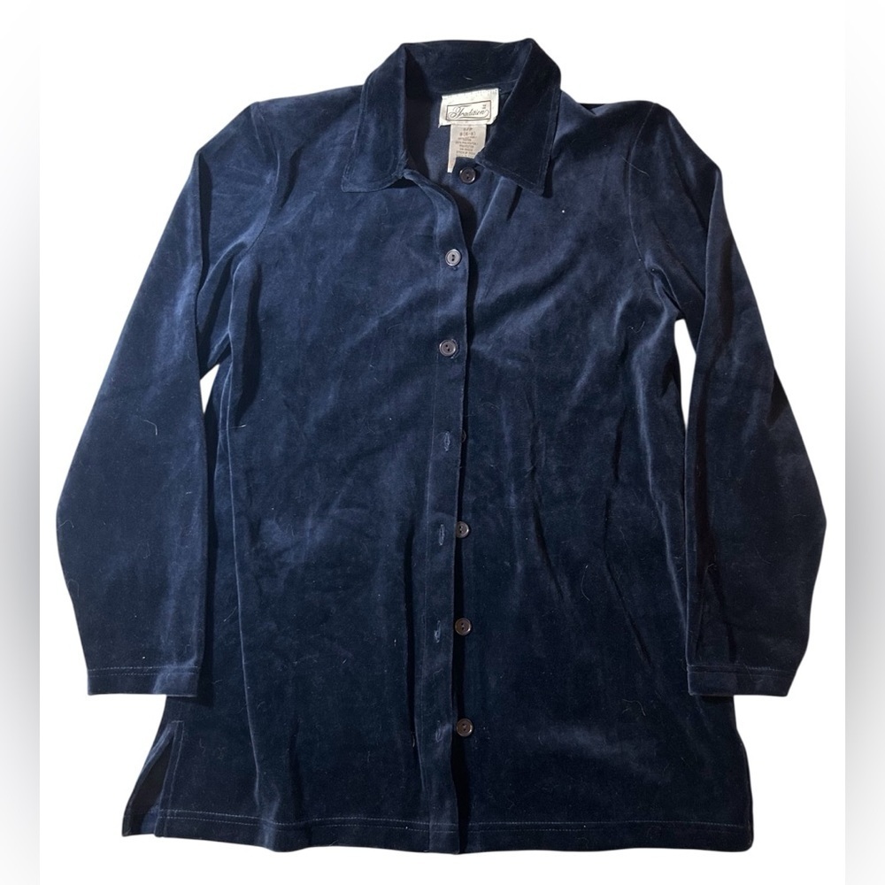 Vintage 2 Piece Set Navy Blue Velvet Women's Jacket and pants